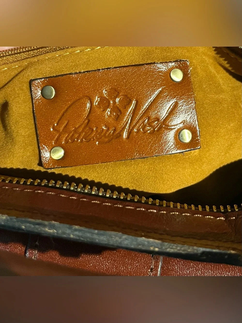 Patricia Nash Classic Brown Leather Top-Handle Bag with Detachable Strap